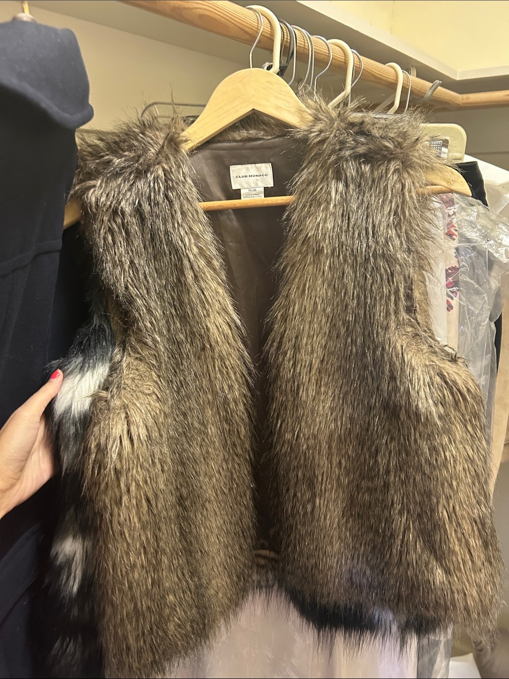 Club Monaco Brown Faux Fur Vest
